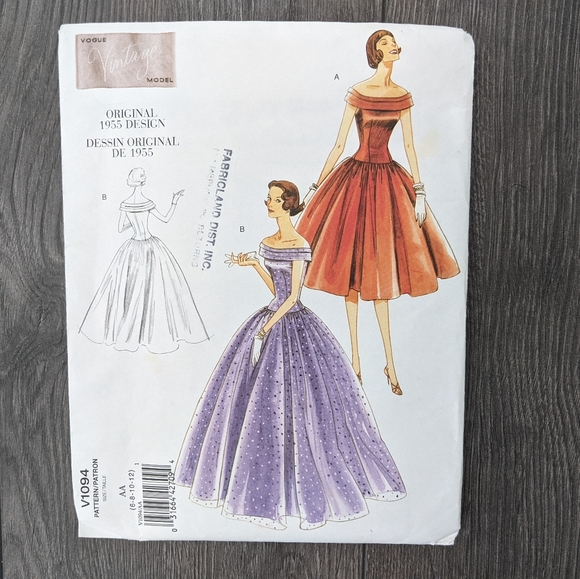 Vogue V1094 Original 1955 Design Sewing Pattern Special Occasion Dresses Sz 6-12 - Picture 6 of 6